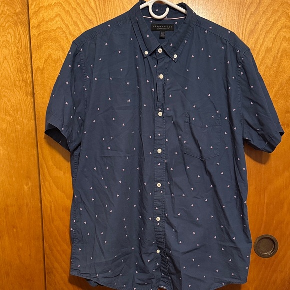 Arrow Men's Shirt in Navy with Lilac Print - Picture 1 of 4
